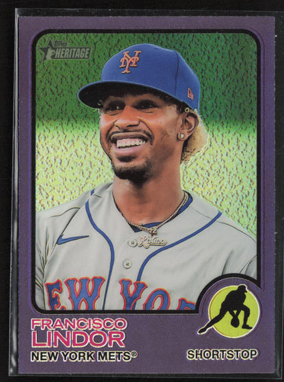 2022 Topps Heritage #196 Francisco Lindor Chrome Green Refractor #/273