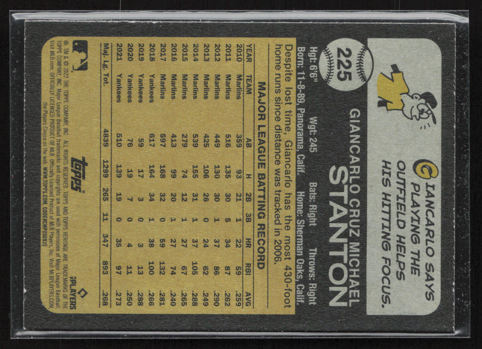 2022 Topps Heritage #225 Giancarlo Stanton Chrome Purple Refractor