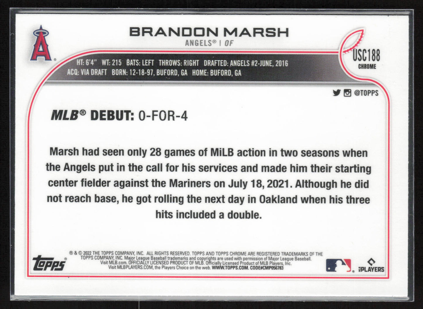 2022 Topps Chrome Update #USC188 Brandon Marsh