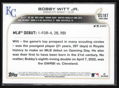 2022 Topps Update #US187 Bobby Witt Jr.