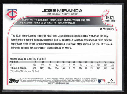 2022 Topps Update #US120 Jose Miranda