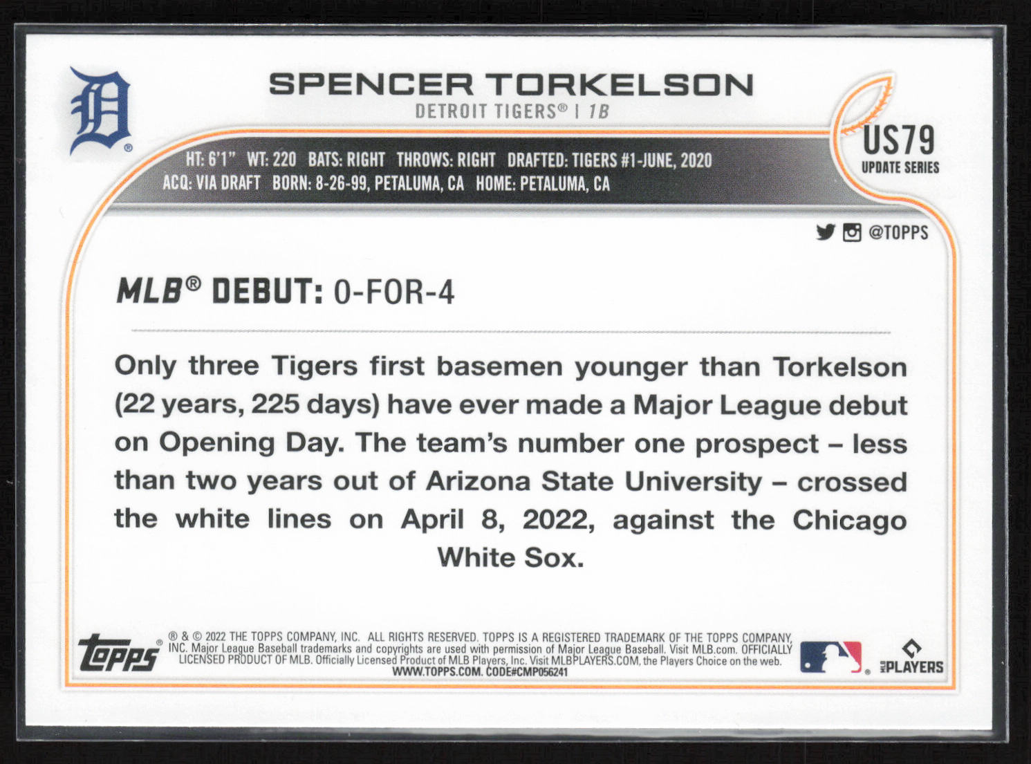 2022 Topps Update #US79 Spencer Torkelson