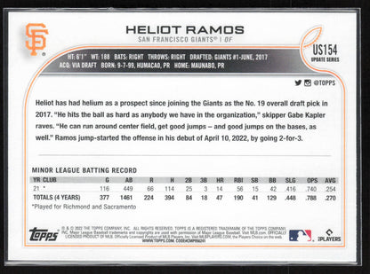 2022 Topps Update #US154 Heliot Ramos
