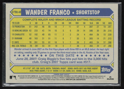 2022 Topps Update #87TBU-48 Wander Franco 1987 Topps Baseball 35th Anniversary