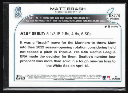 2022 Topps Update #US274 Matt Brash Rainbow Foil