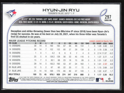 2022 Topps #297 Hyun-Jin Ryu