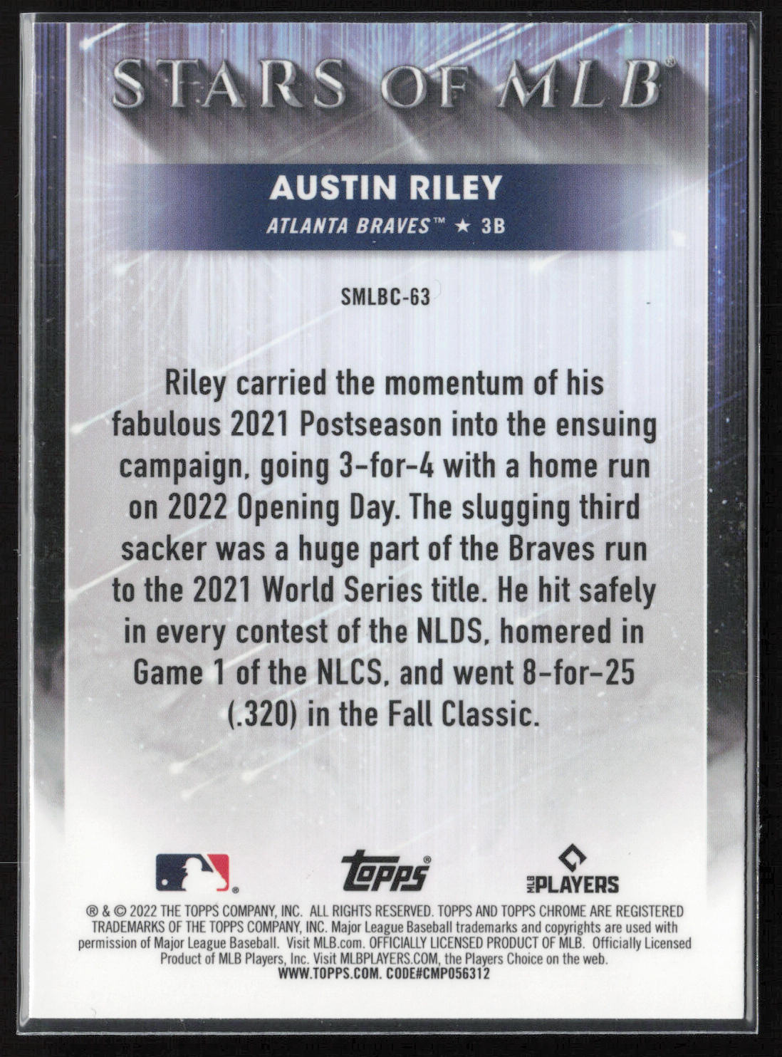 2022 Topps Update #SMLBC-63 Austin Riley Stars of MLB Chrome