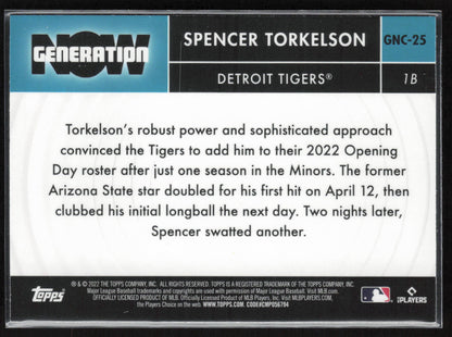 2022 Topps Chrome Update #GNC-25 Spencer Torkelson Generation Now Chrome