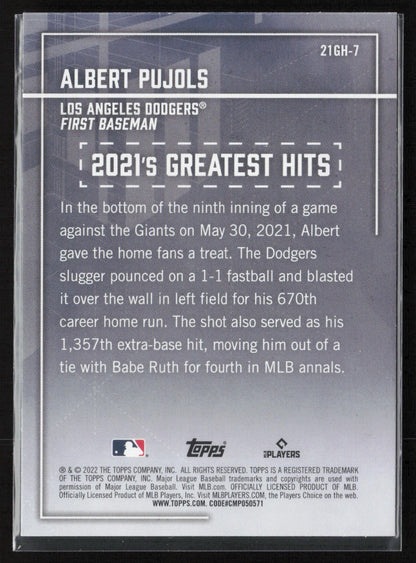 2022 Topps #21GH-7 Albert Pujols 2021's Greatest Hits