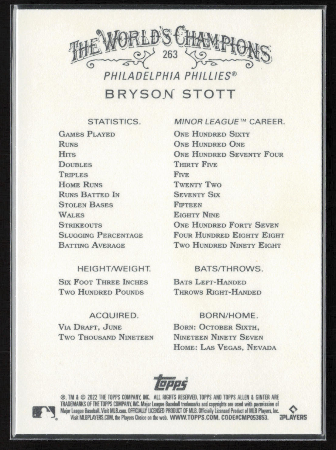 2022 Topps Allen & Ginter Chrome #256 Bryson Stott