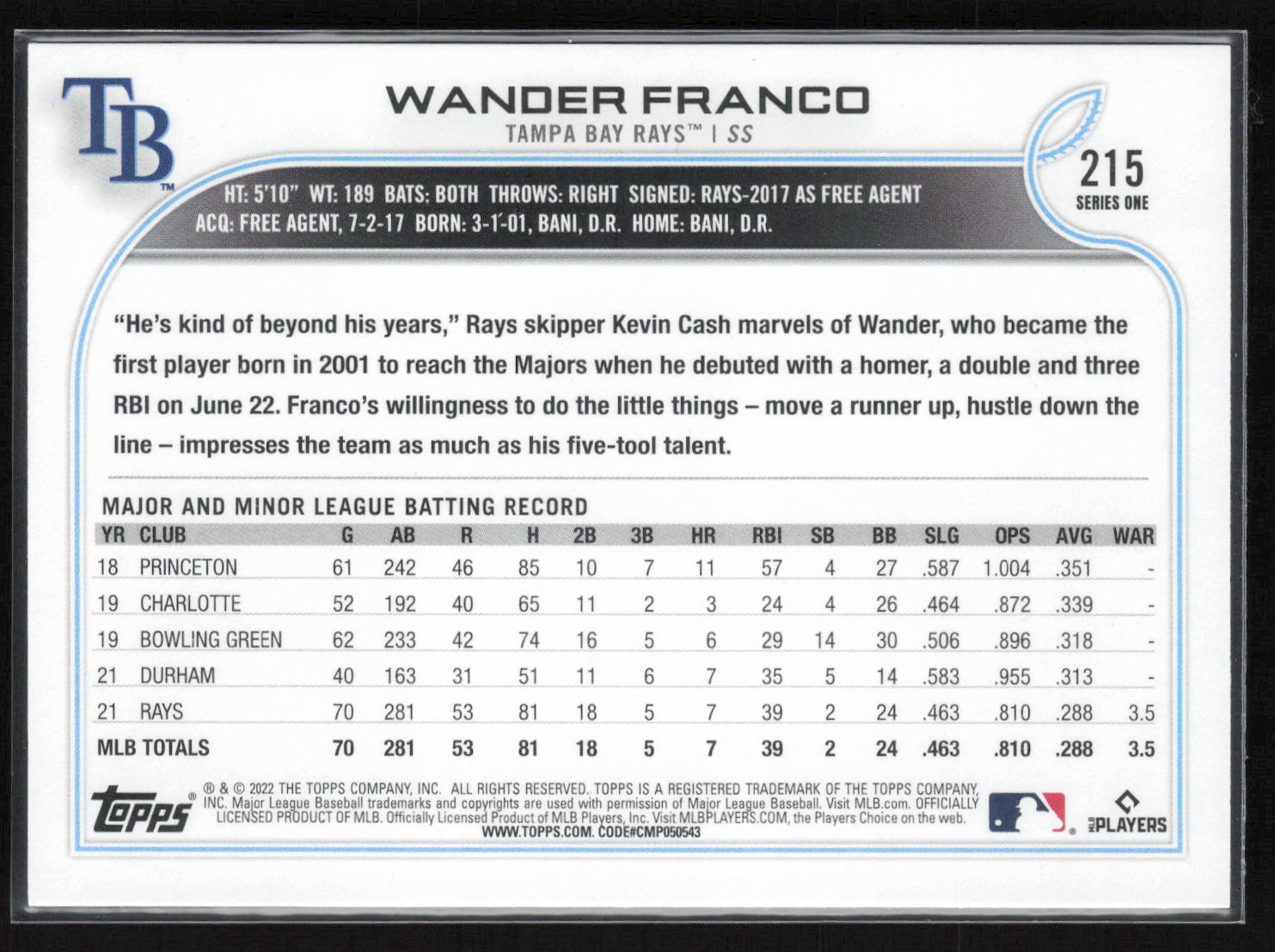 2022 Topps UK Edition #100 Wander Franco