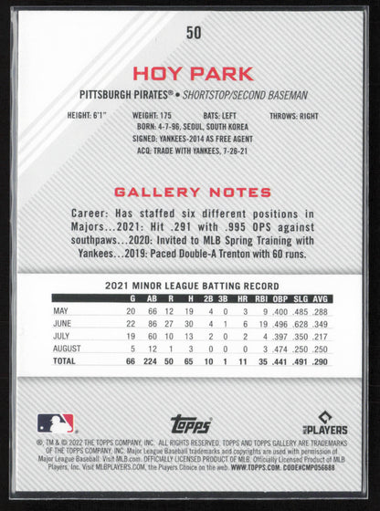 2022 Topps Gallery #50 Hoy Park