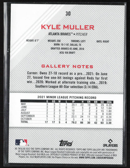 2022 Topps Gallery #30 Kyle Muller Printer Proof