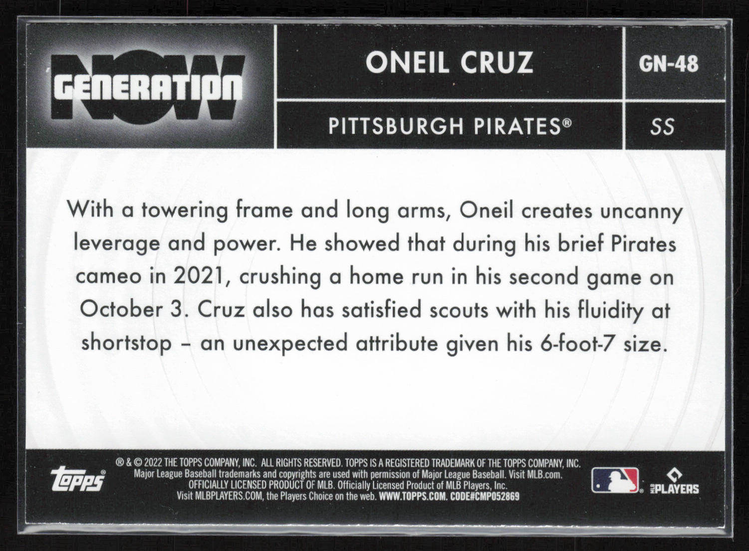 2022 Topps #GN-48 Oneil Cruz Generation Now