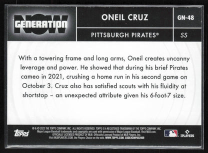 2022 Topps #GN-48 Oneil Cruz Generation Now