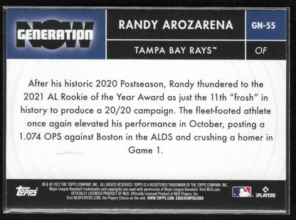 2022 Topps #GN-55 Randy Arozarena Generation Now