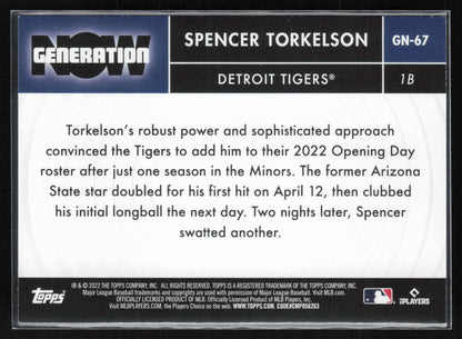 2022 Topps Update #GN-67 Spencer Torkelson Generation Now