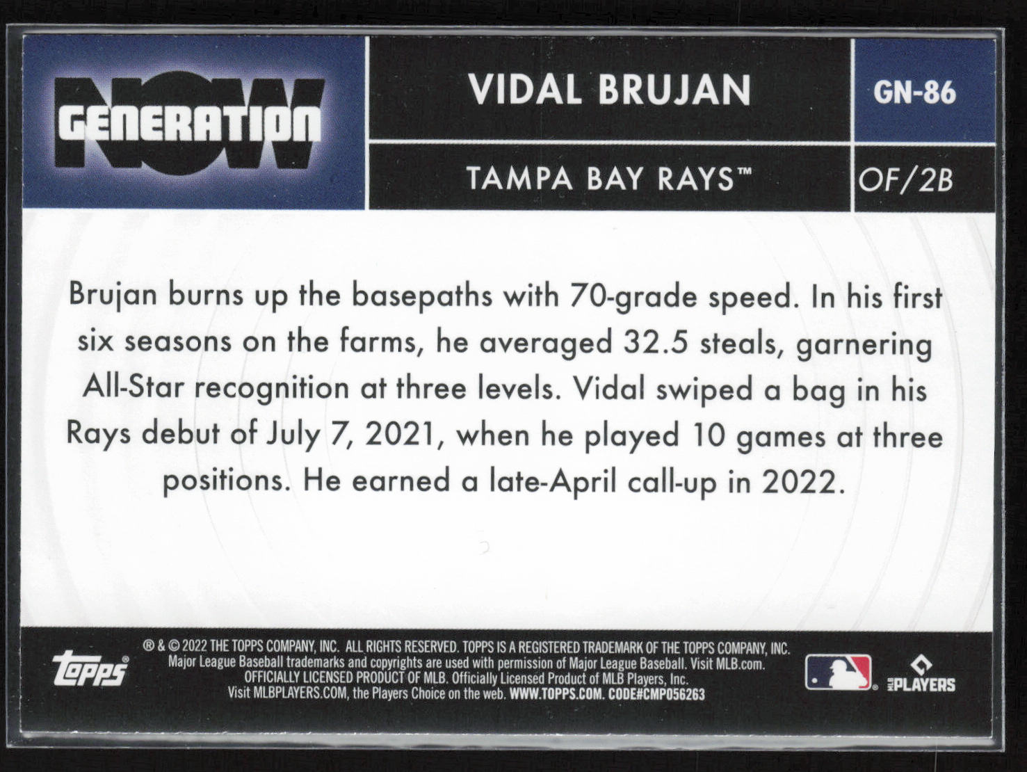 2022 Topps Update #GN-86 Vidal Brujan Generation Now