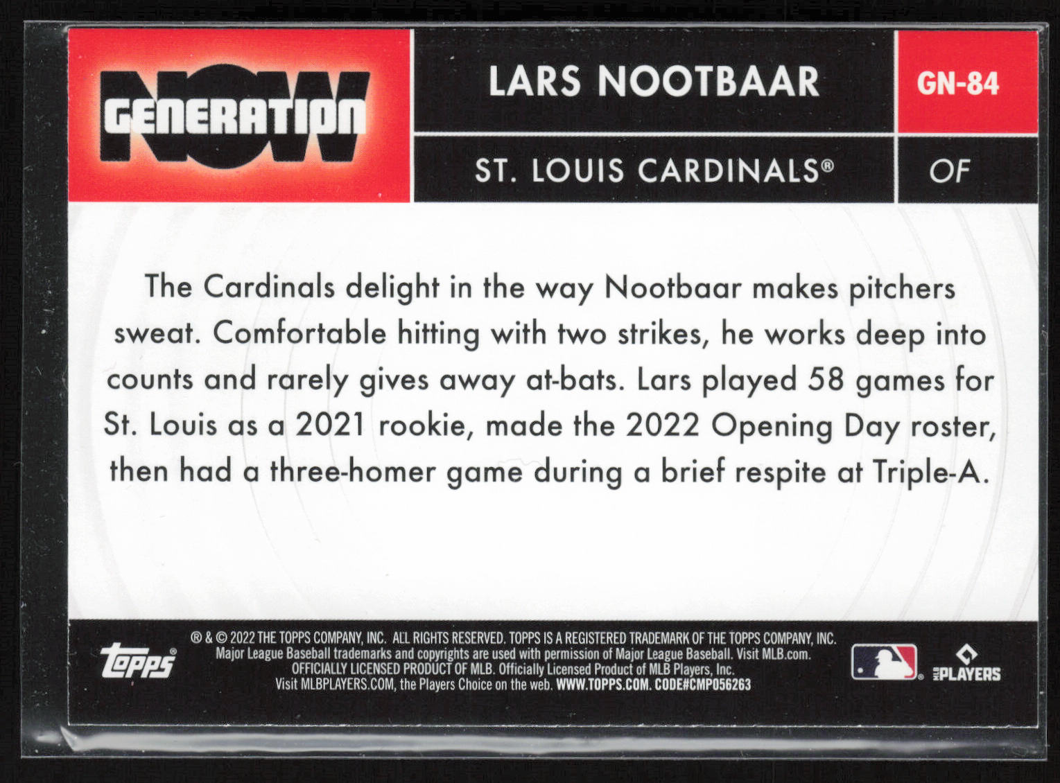 2022 Topps Update #GN-84 Lars Nootbaar Generation Now