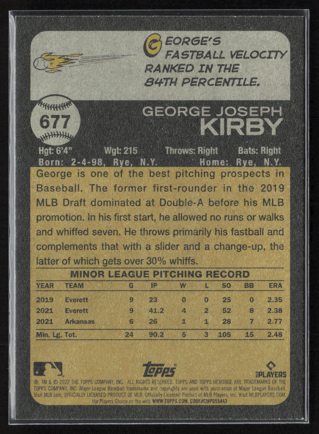 2022 Topps Heritage #677 George Kirby