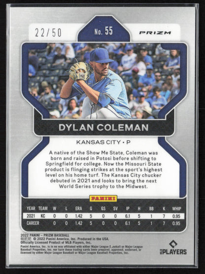 2022 Panini Prizm #55 Dylan Coleman Snakeskin Prizm #22 of 50
