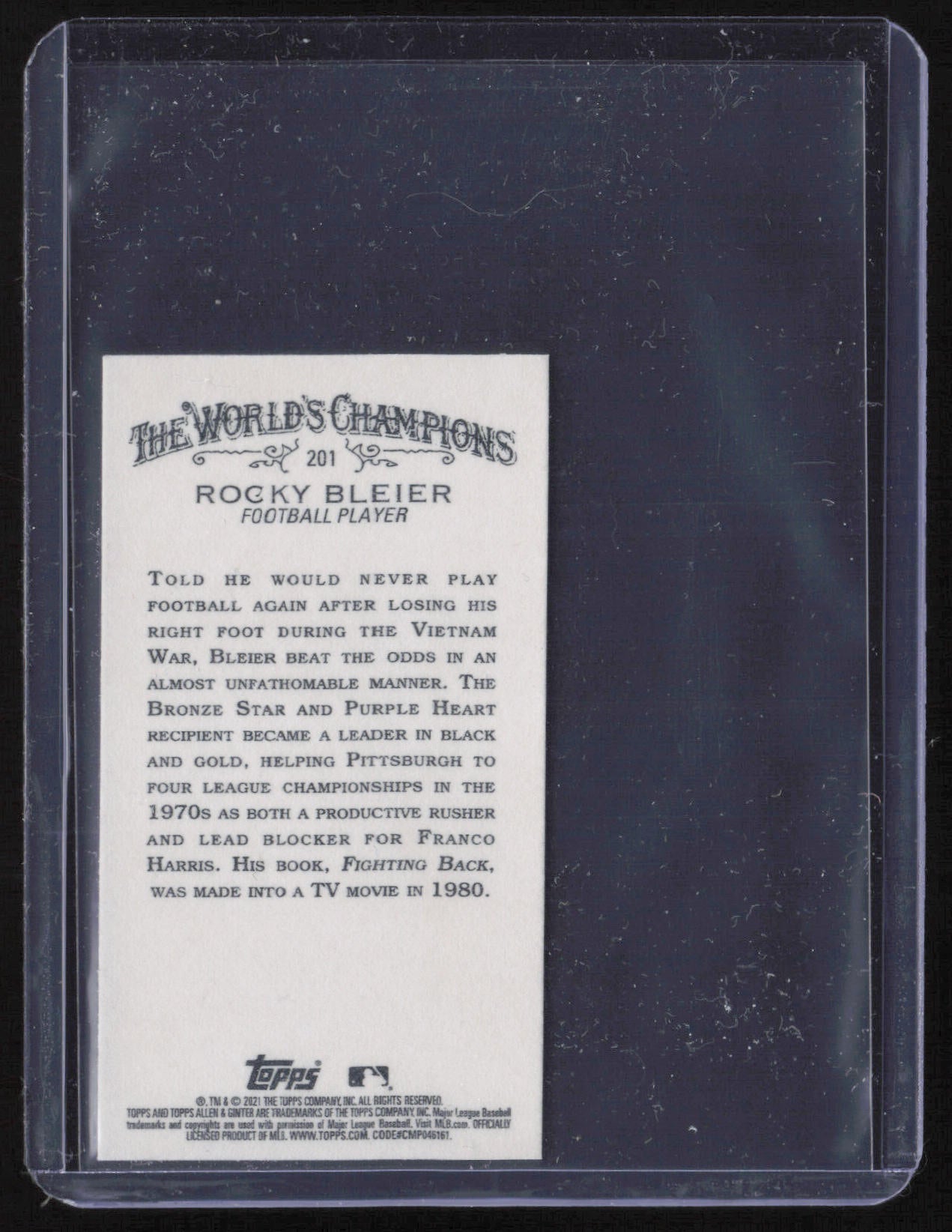 2021 Topps Allen & Ginter #201 Rocky Bleier Mini Black Border
