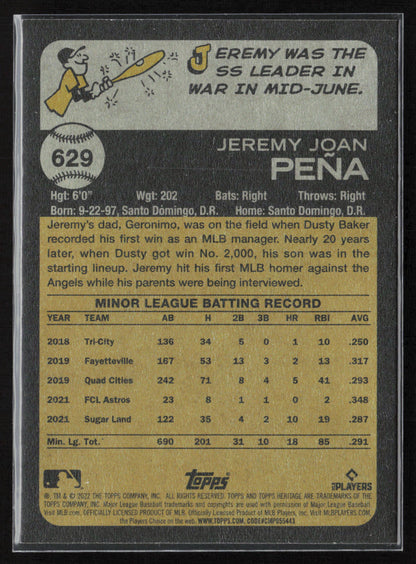 2022 Topps Heritage #629 Jeremy Peña