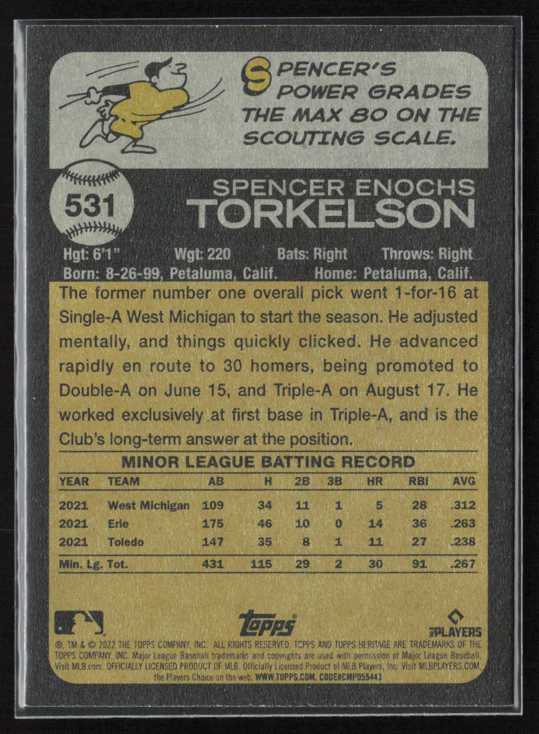 2022 Topps Heritage #531 Spencer Torkelson