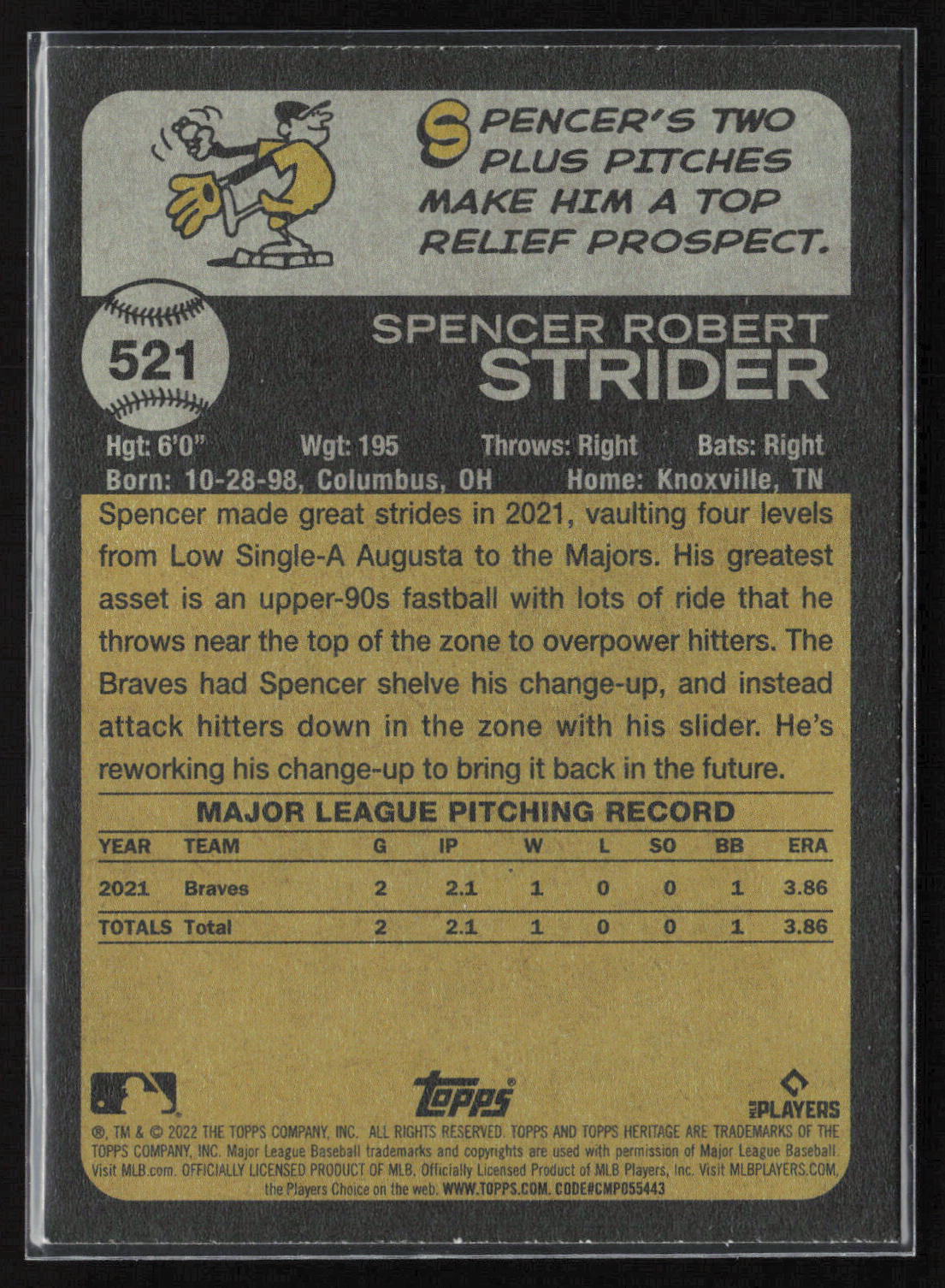 2022 Topps Heritage #521 Spencer Strider