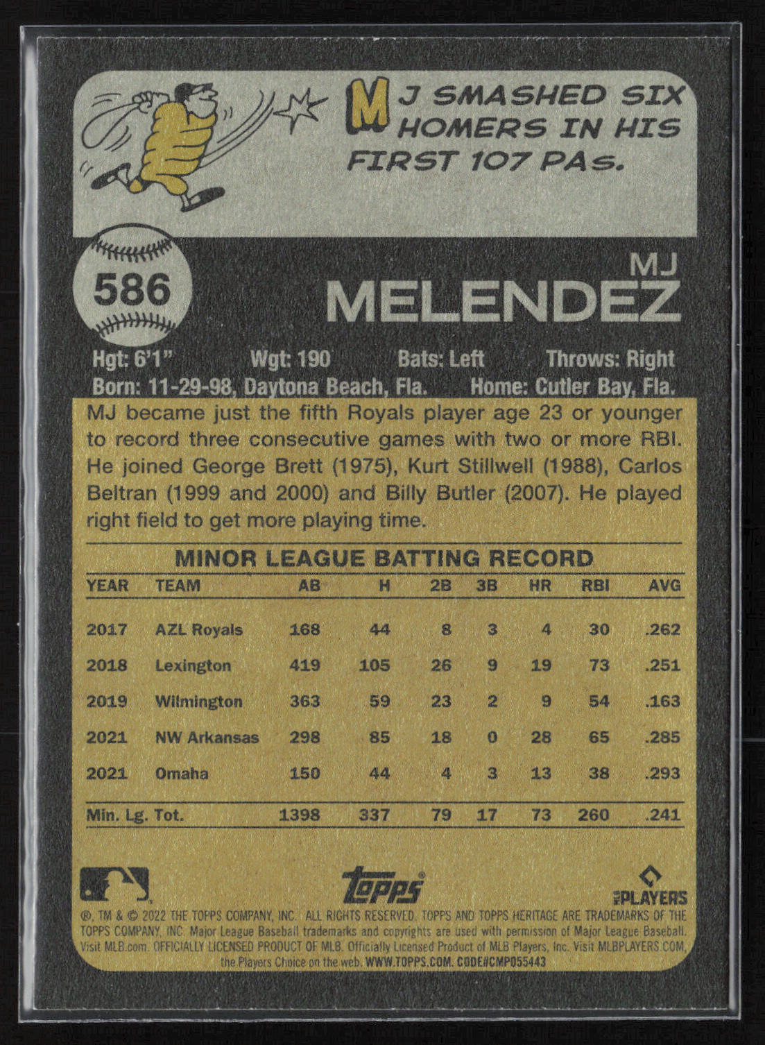 2022 Topps Heritage #586 MJ Melendez
