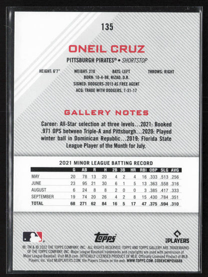 2022 Topps Gallery #135 Oneil Cruz