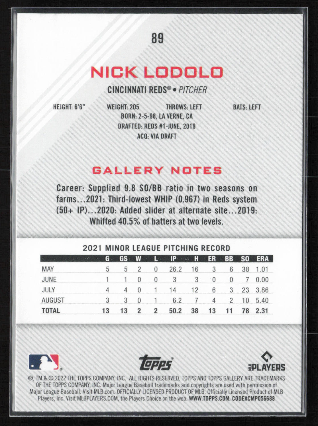 2022 Topps Gallery #89 Nick Lodolo