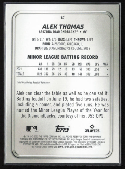 2022 Bowman Platinum #67 Alek Thomas