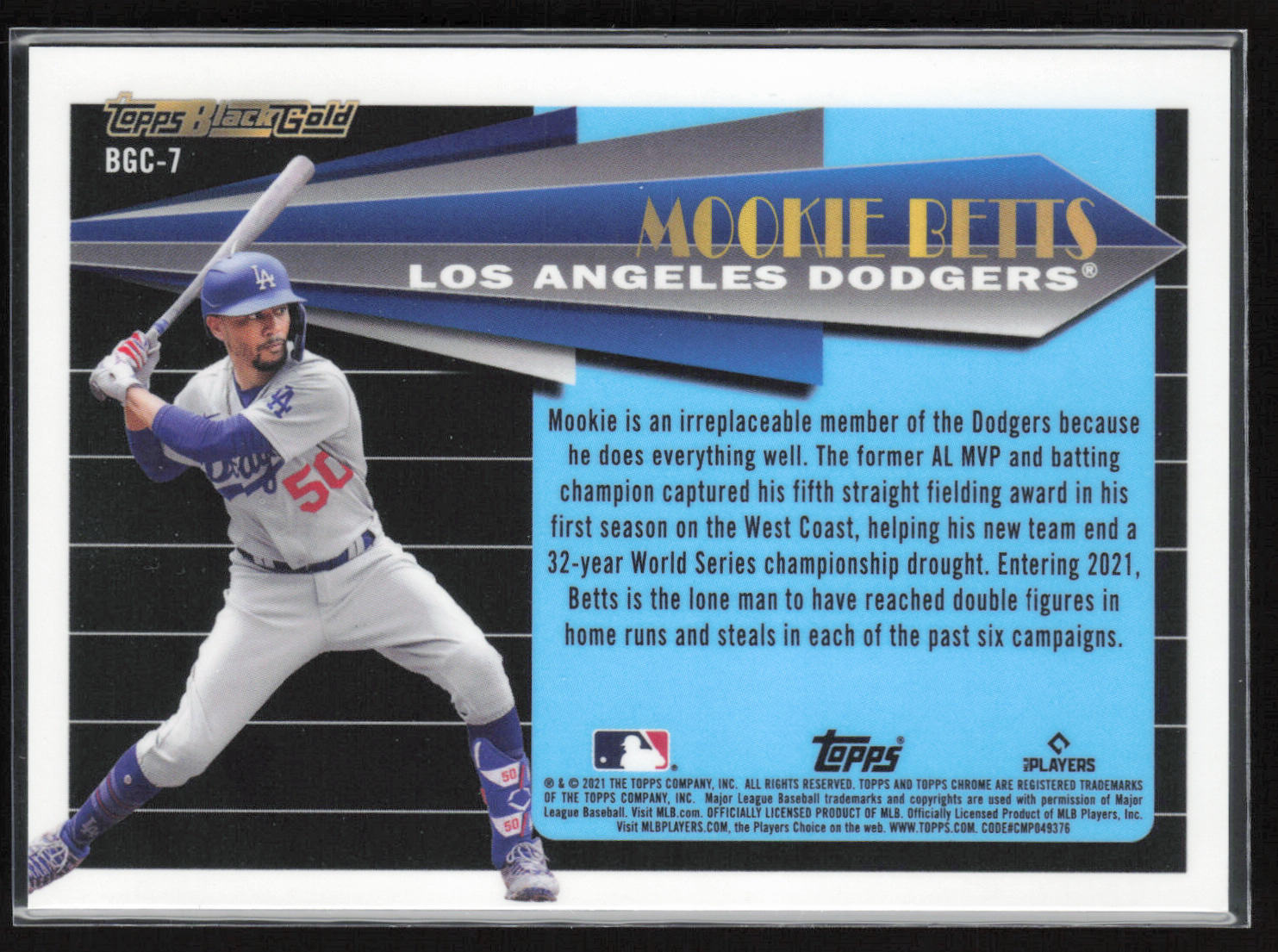 2021 Topps Update #BG-7 Mookie Betts Topps Black Gold