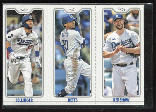2022 Topps Opening Day #TPC-3A-3C Bellinger / Betts / Kershaw Triple Play