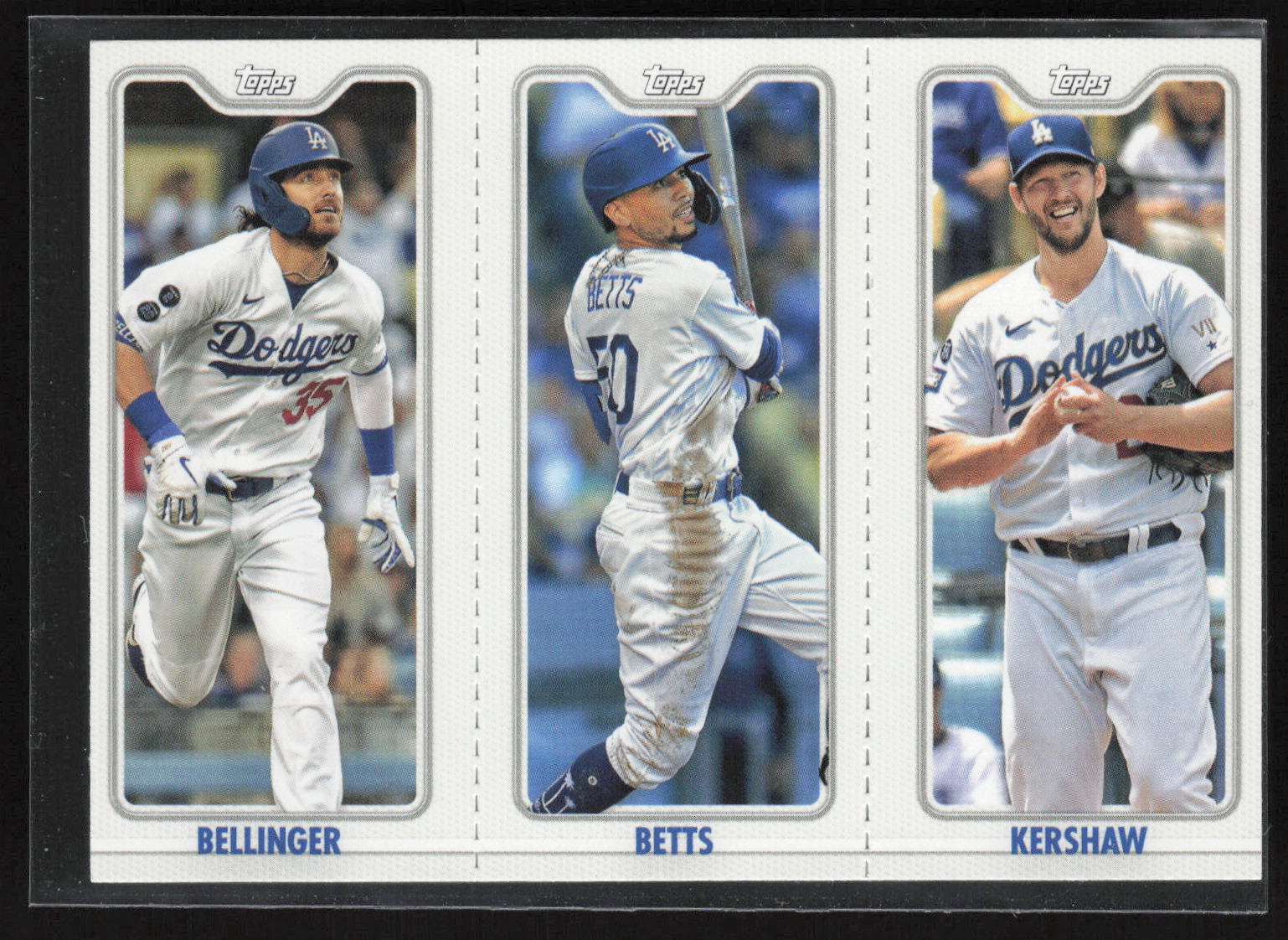 2022 Topps Opening Day #TPC-3A-3C Bellinger / Betts / Kershaw Triple Play