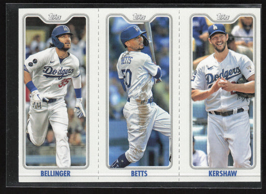2022 Topps Opening Day #TPC-3A-3C Bellinger / Betts / Kershaw Triple Play