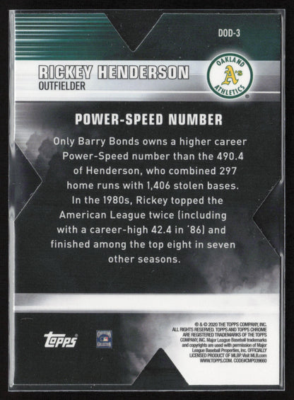 2020 Topps Chrome #DOD-3 Rickey Henderson Decade of Dominance Die Cut