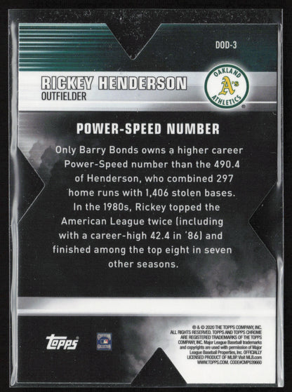 2020 Topps Chrome #DOD-3 Rickey Henderson Decade of Dominance Die Cut