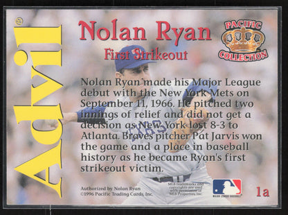 1996 Pacific Advil Nolan Ryan #1a Nolan Ryan Retail