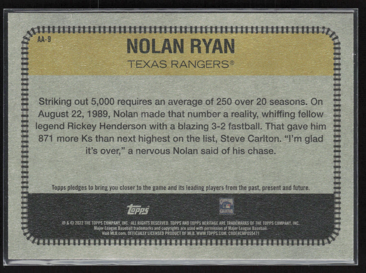 2022 Topps Heritage #AA-9 Nolan Ryan All Aboard!