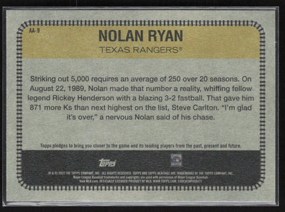 2022 Topps Heritage #AA-9 Nolan Ryan All Aboard!