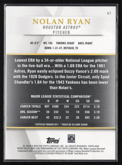 2018 Topps Gold Label #47 Nolan Ryan Class 3