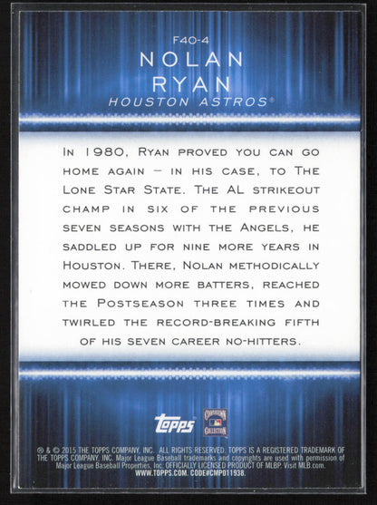 2015 Topps #F40-4 Nolan Ryan Free Agent 40