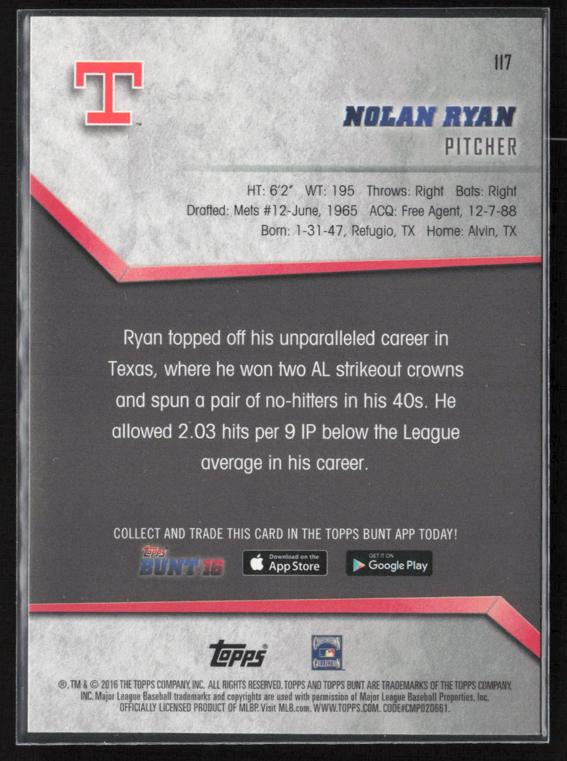 2016 Topps Bunt #117 Nolan Ryan