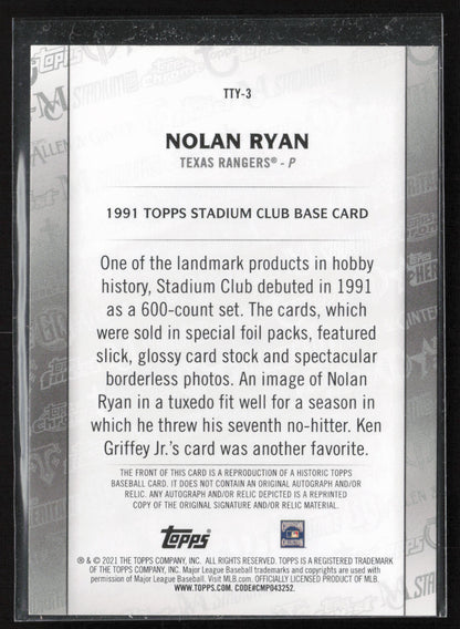 2021 Topps #TTY-3 Nolan Ryan Topps Through the Years