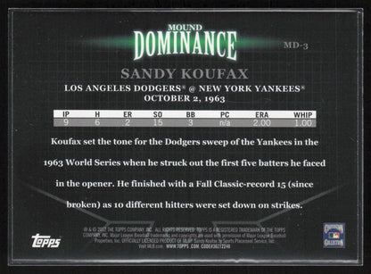 2012 Topps #MD-3 Sandy Koufax Mound Dominance