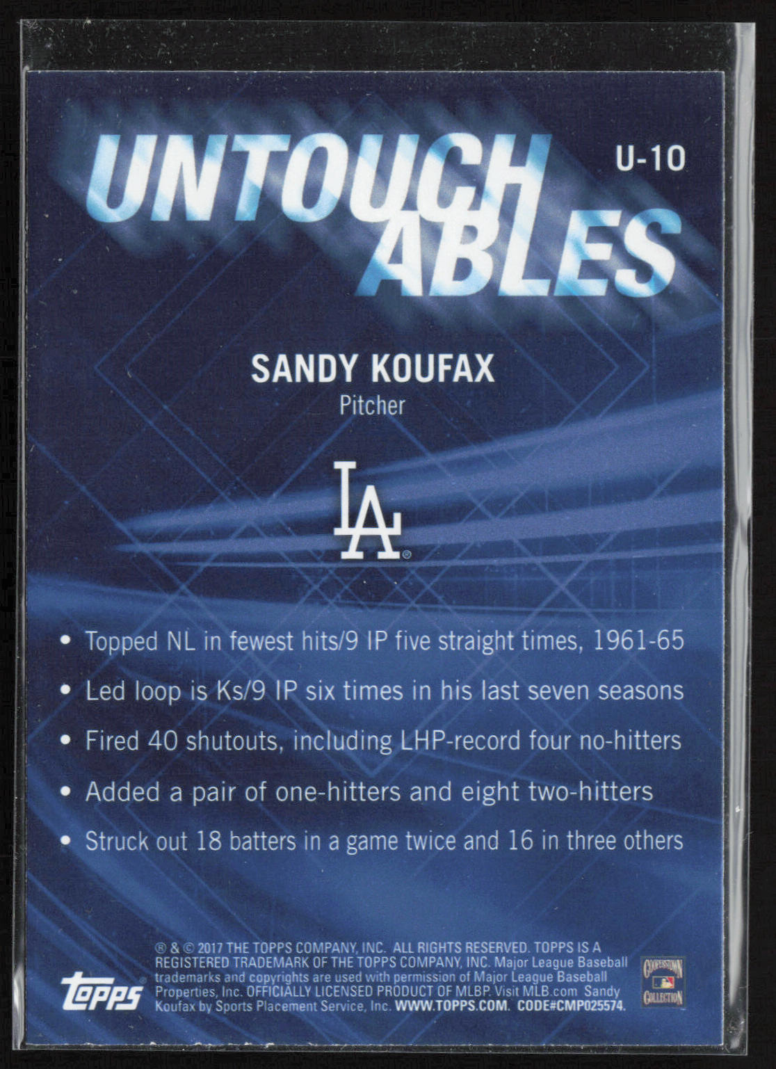 2017 Topps Update #U-10 Sandy Koufax Untouchables