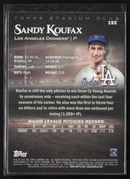 2019 Stadium Club #192 Sandy Koufax