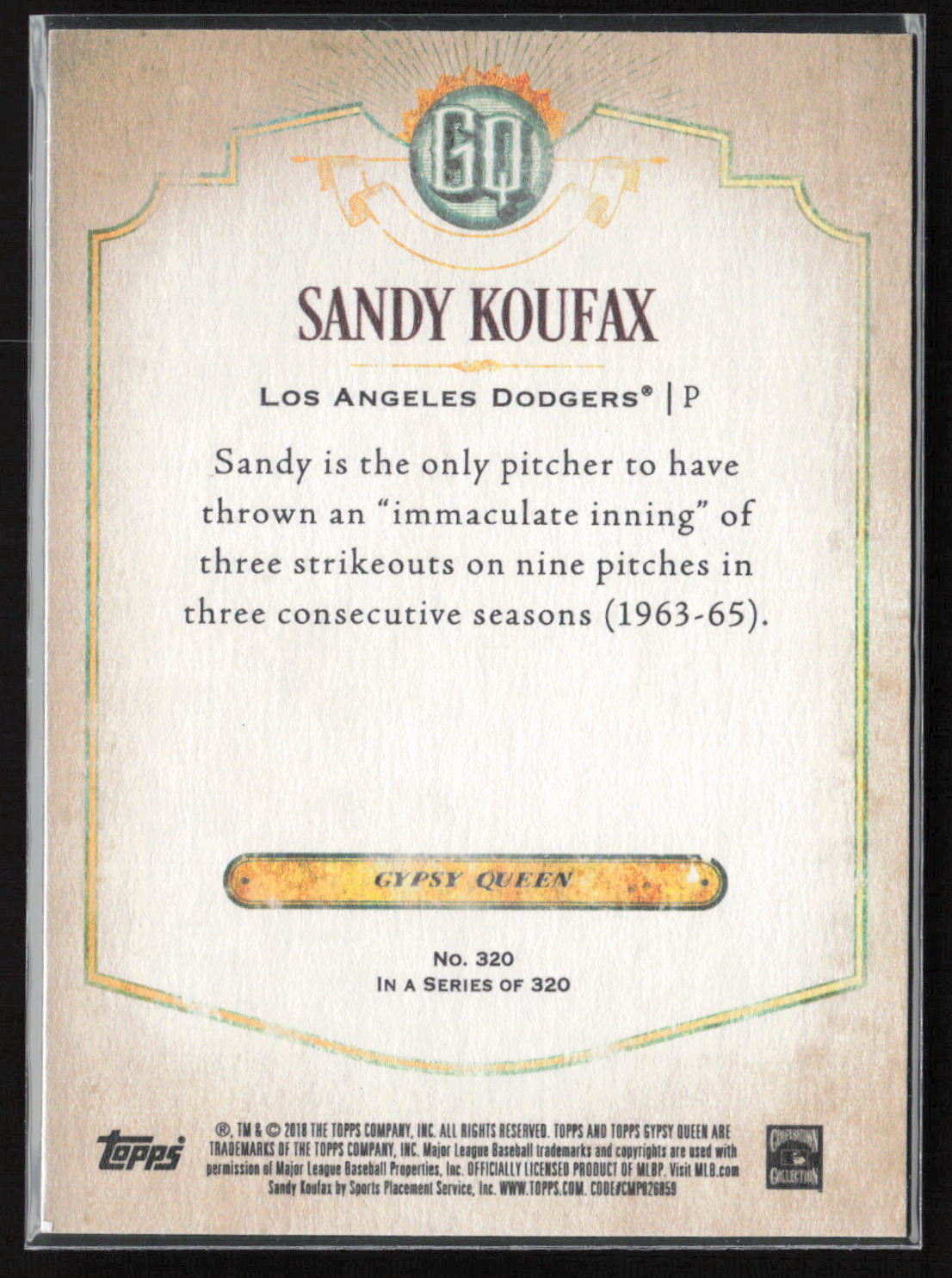 2018 Topps Gypsy Queen #320 Sandy Koufax GQ Logo Swap
